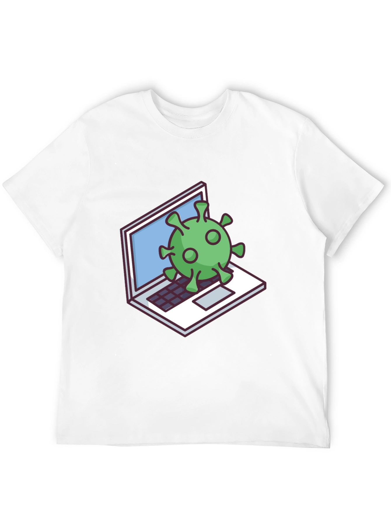 Virus Laptop Graphic Tee - Black Cotton T-Shirt