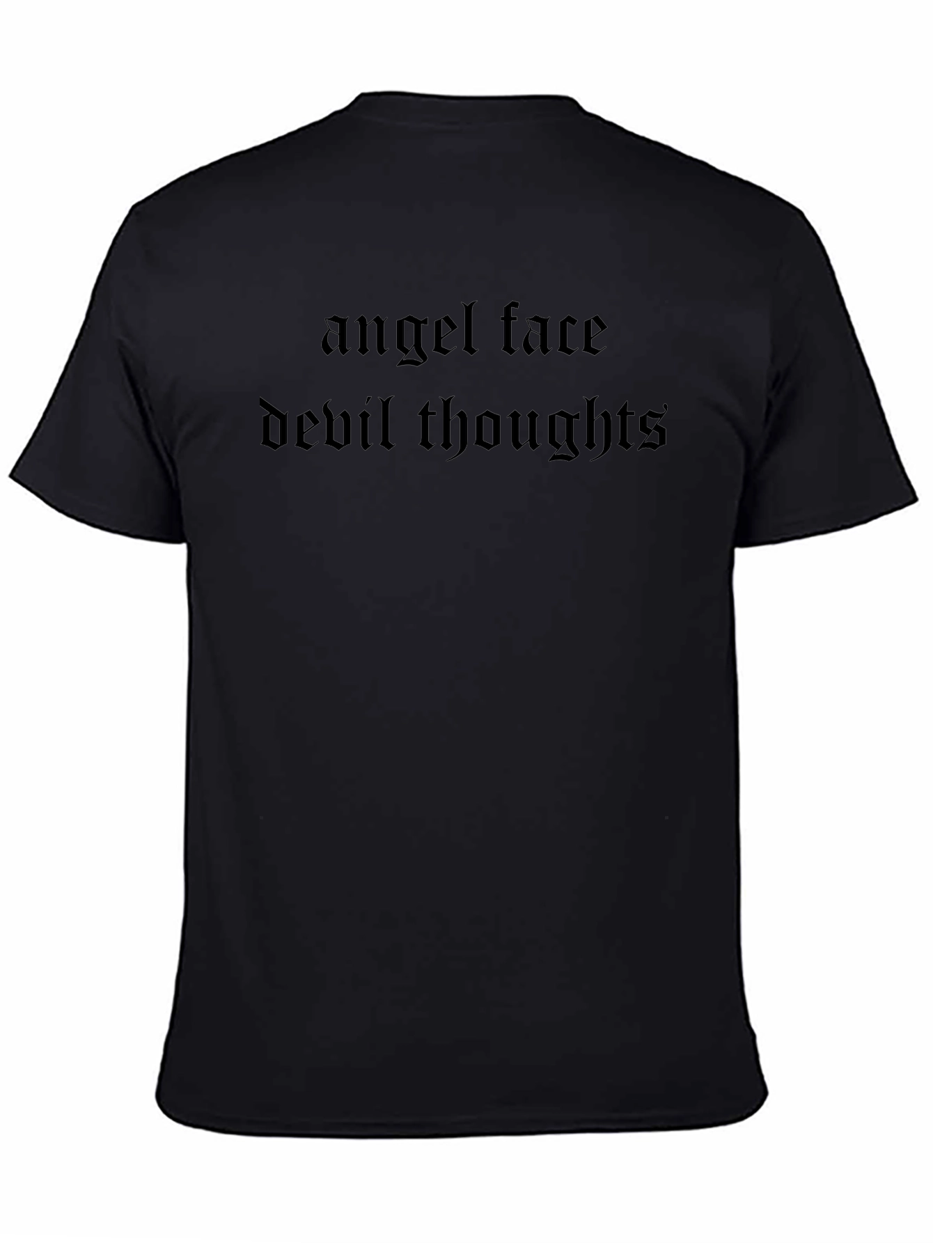 Angel Face Devil Thoughts Black Graphic Tee