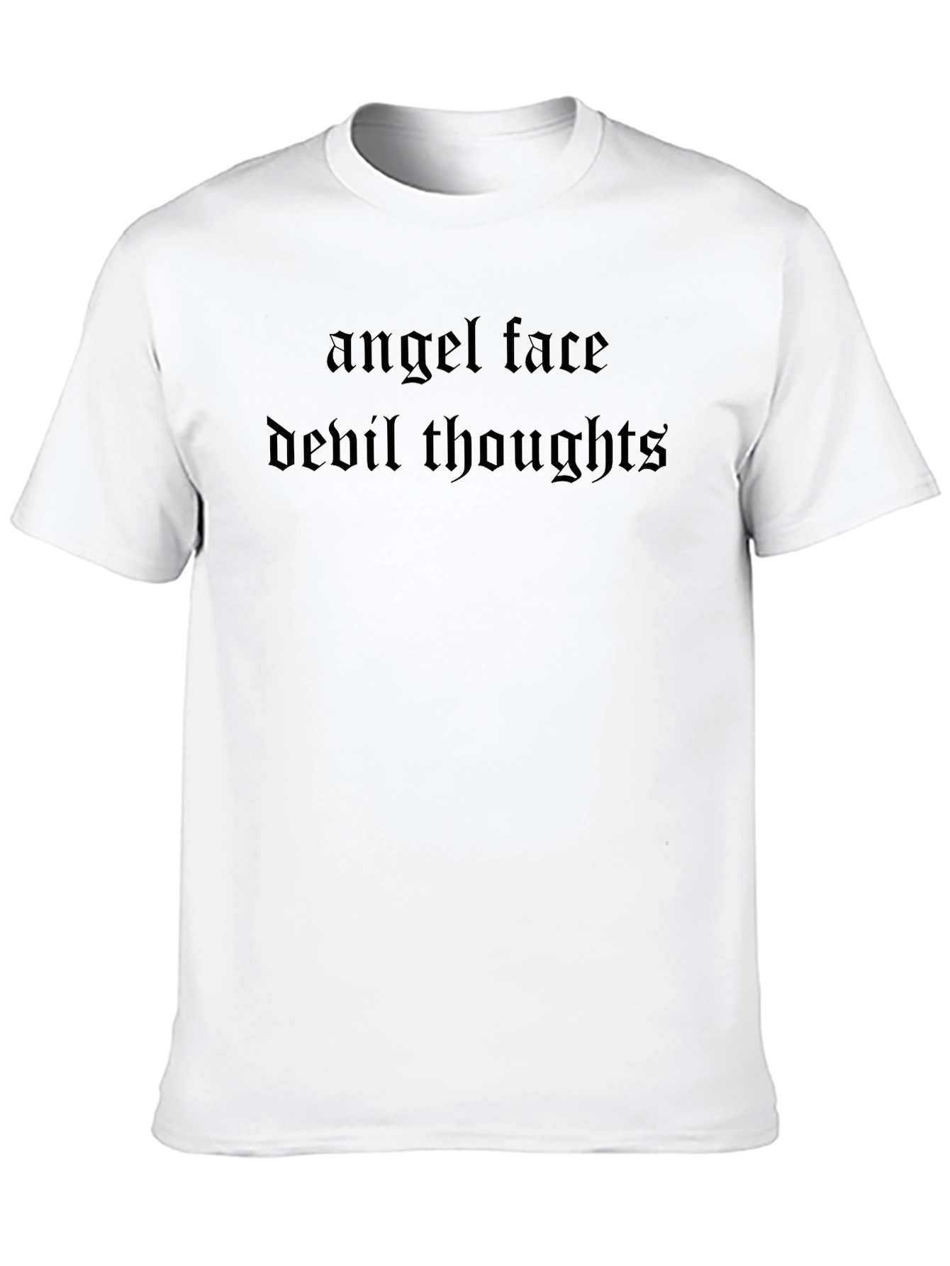 Angel Face Devil Thoughts Black Graphic Tee