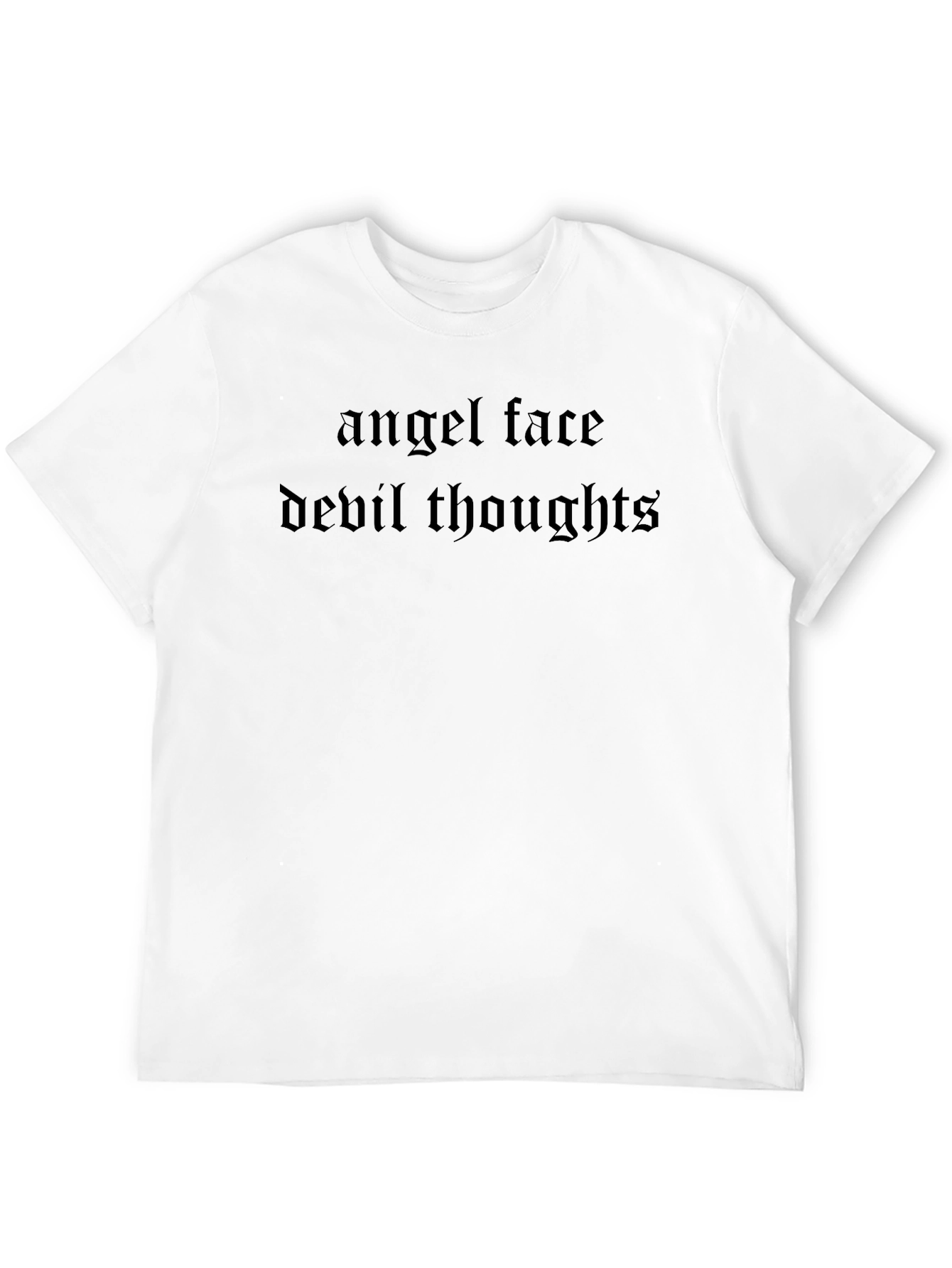 Angel Face Devil Thoughts Black Graphic Tee