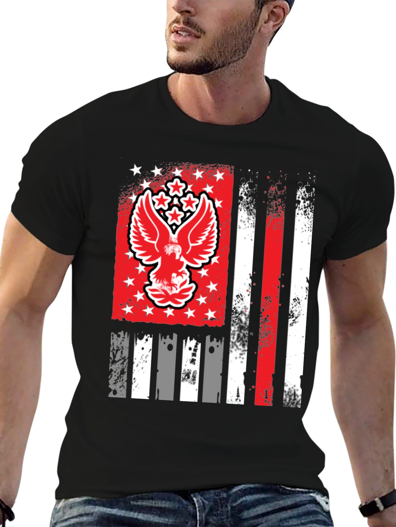 Patriotic Eagle Flag Graphic T-Shirt