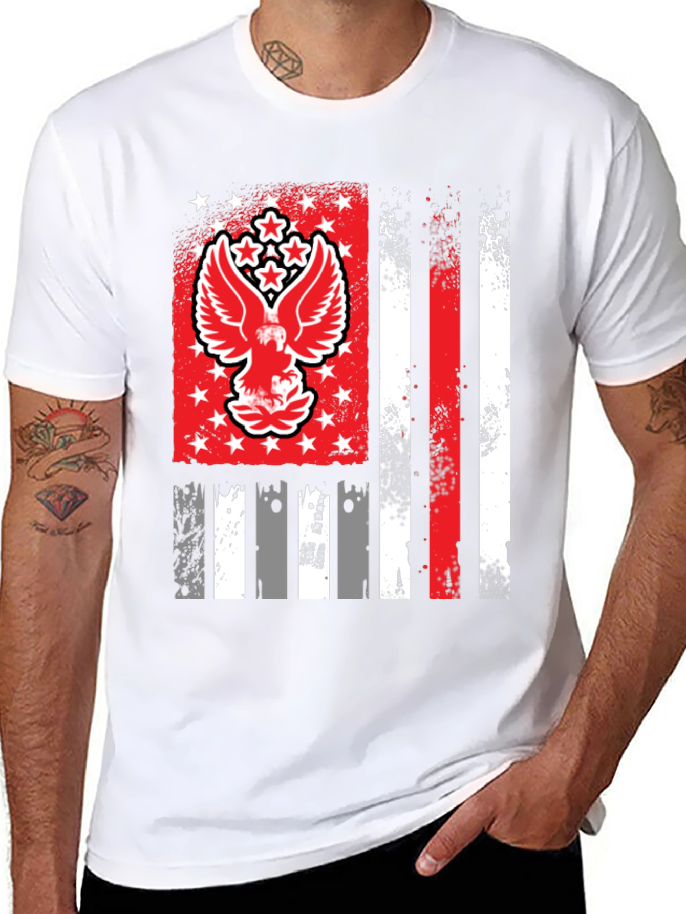 Patriotic Eagle Flag Graphic T-Shirt