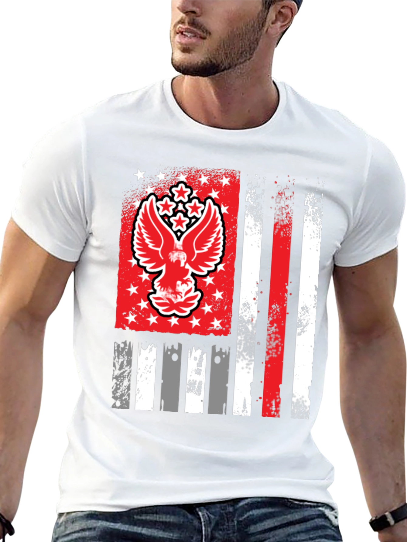 Patriotic Eagle Flag Graphic T-Shirt