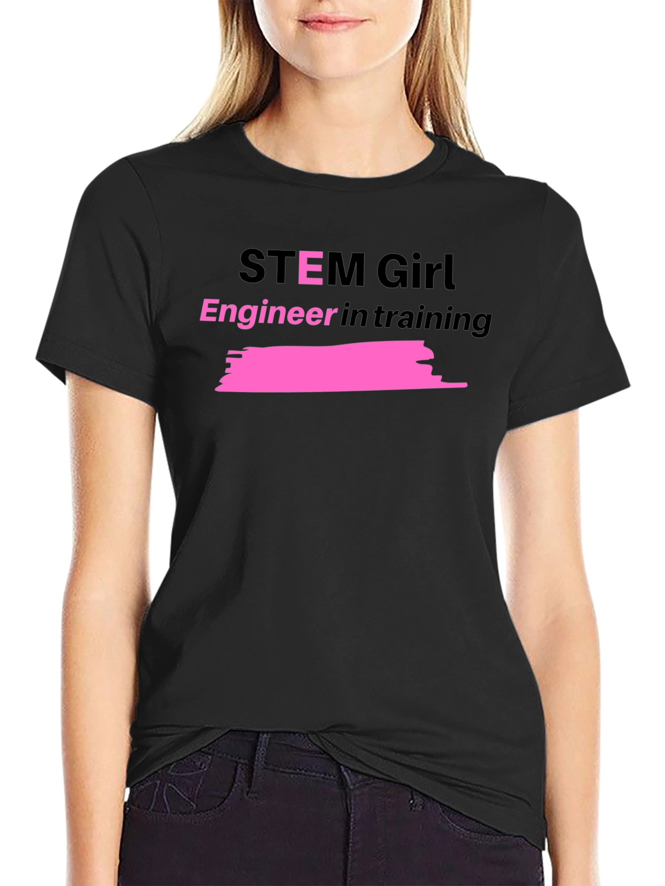 STEM Girl Engineer in Training Black T-Shirt