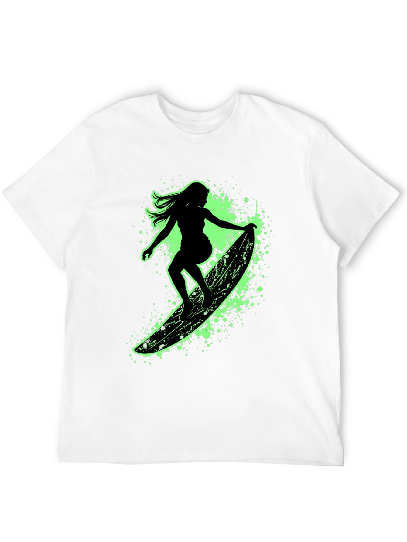 Surfer Girl Graphic Tee - Black Cotton T-Shirt