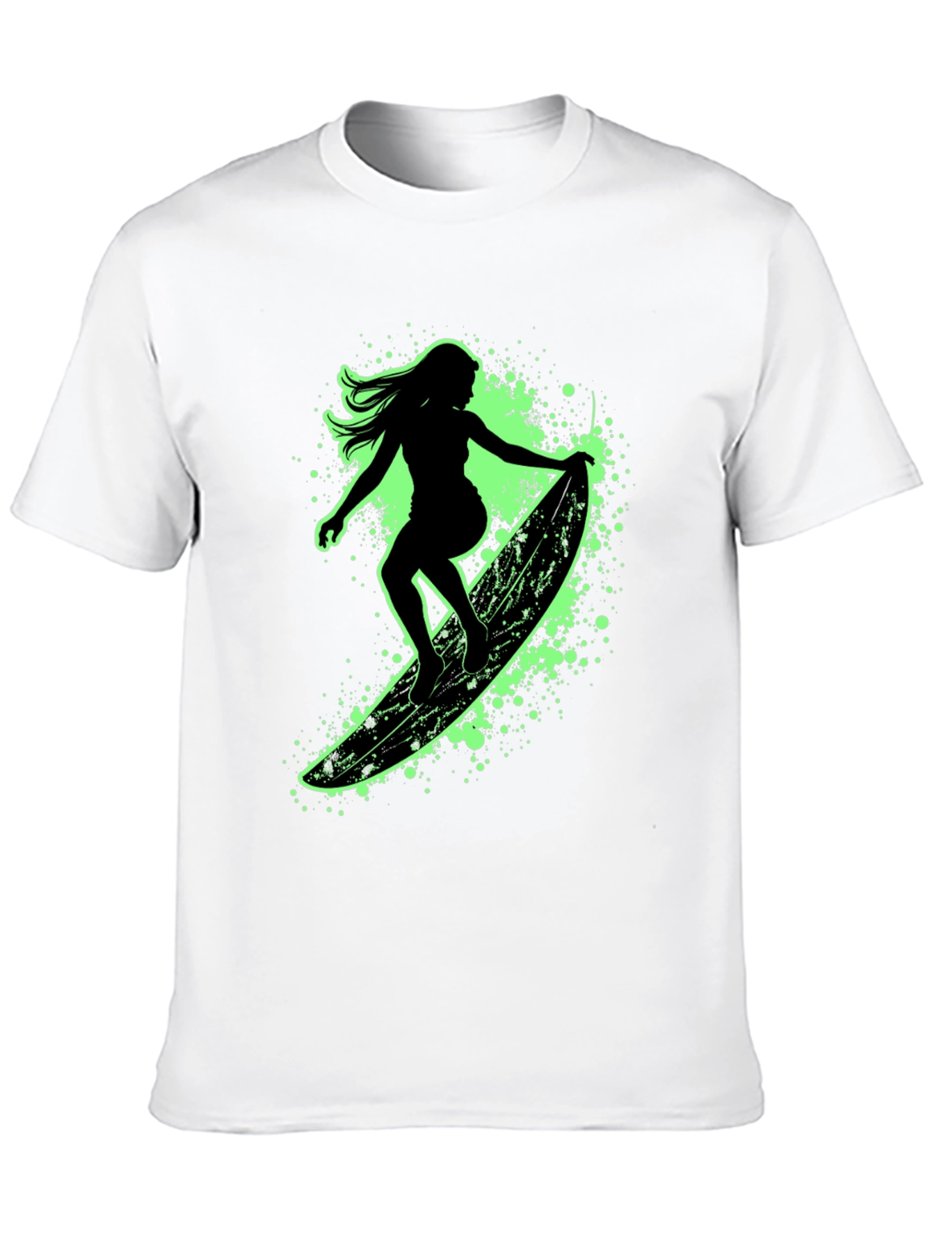 Surfer Girl Graphic Tee - Black Cotton T-Shirt