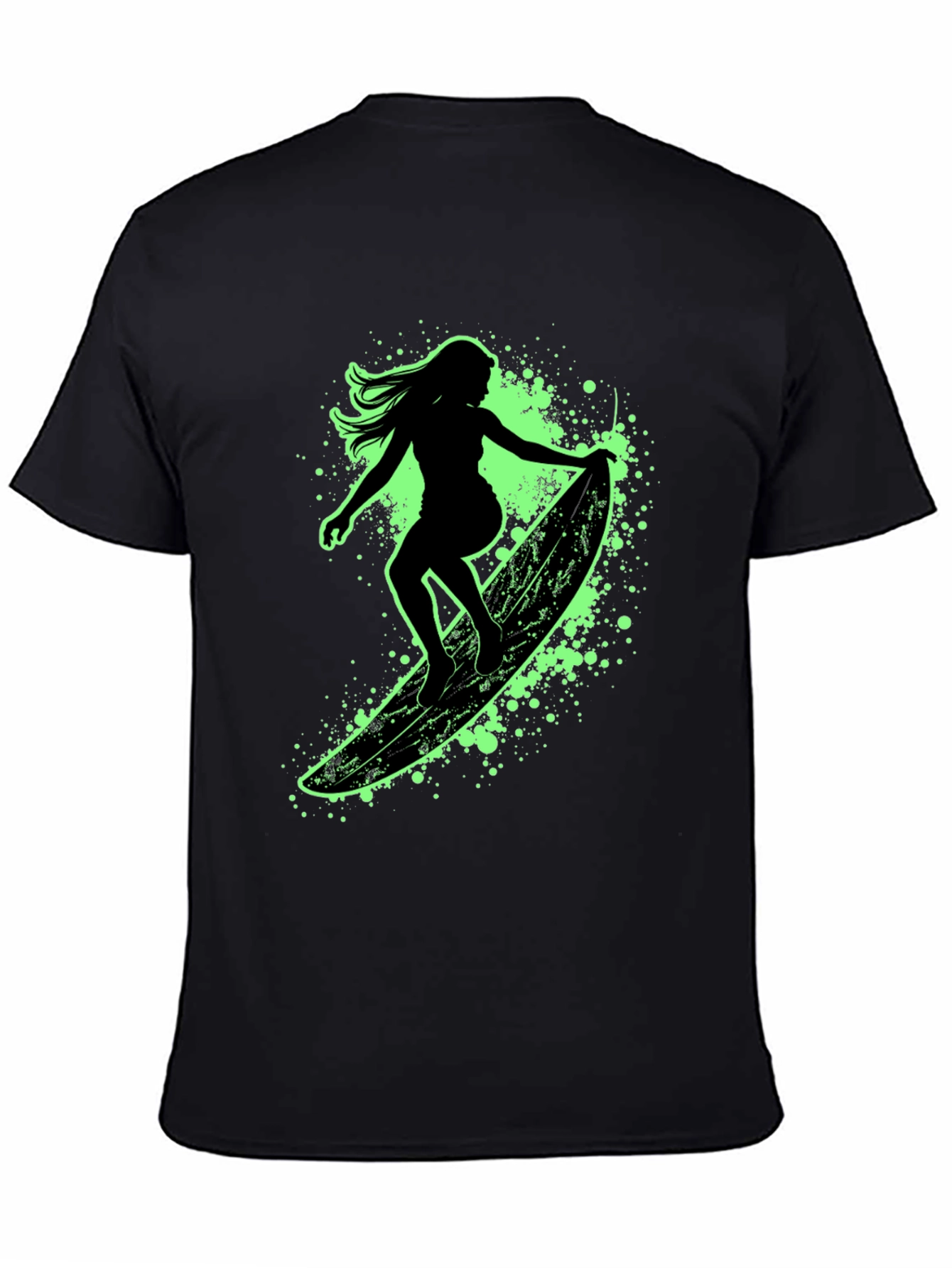 Surfer Girl Graphic Tee - Black Cotton T-Shirt