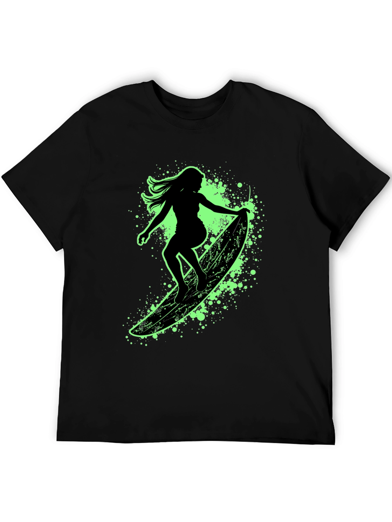 Surfer Girl Graphic Tee - Black Cotton T-Shirt