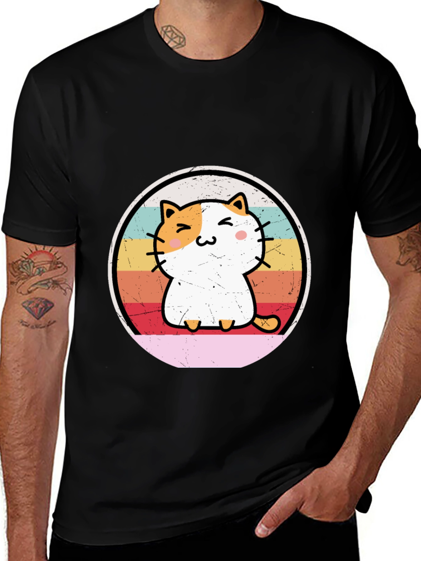 Cute Cat Graphic Tee - Retro Style!