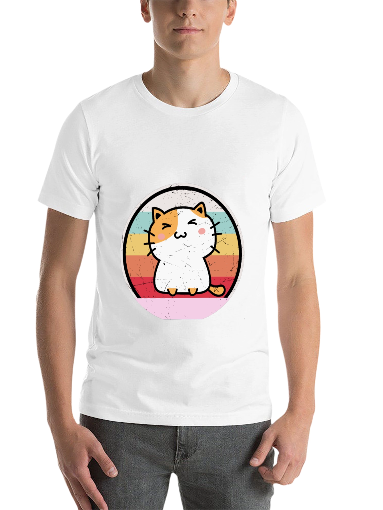Cute Cat Graphic Tee - Retro Style!