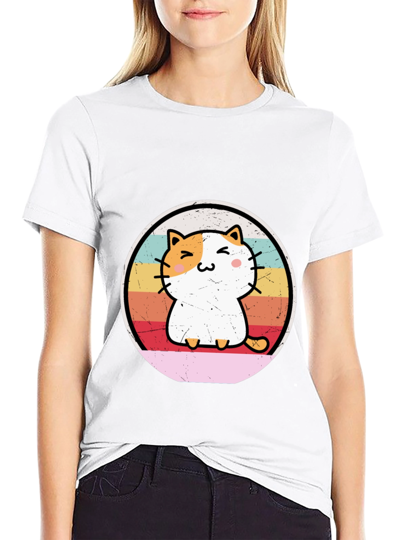 Cute Cat Graphic Tee - Retro Style!