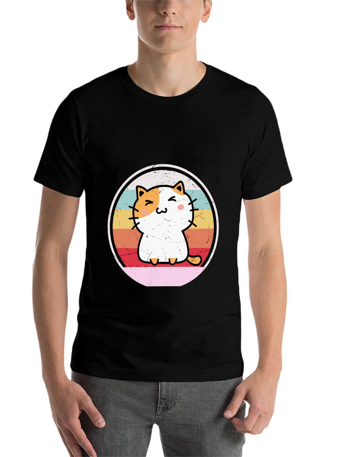 Cute Cat Graphic Tee - Retro Style!