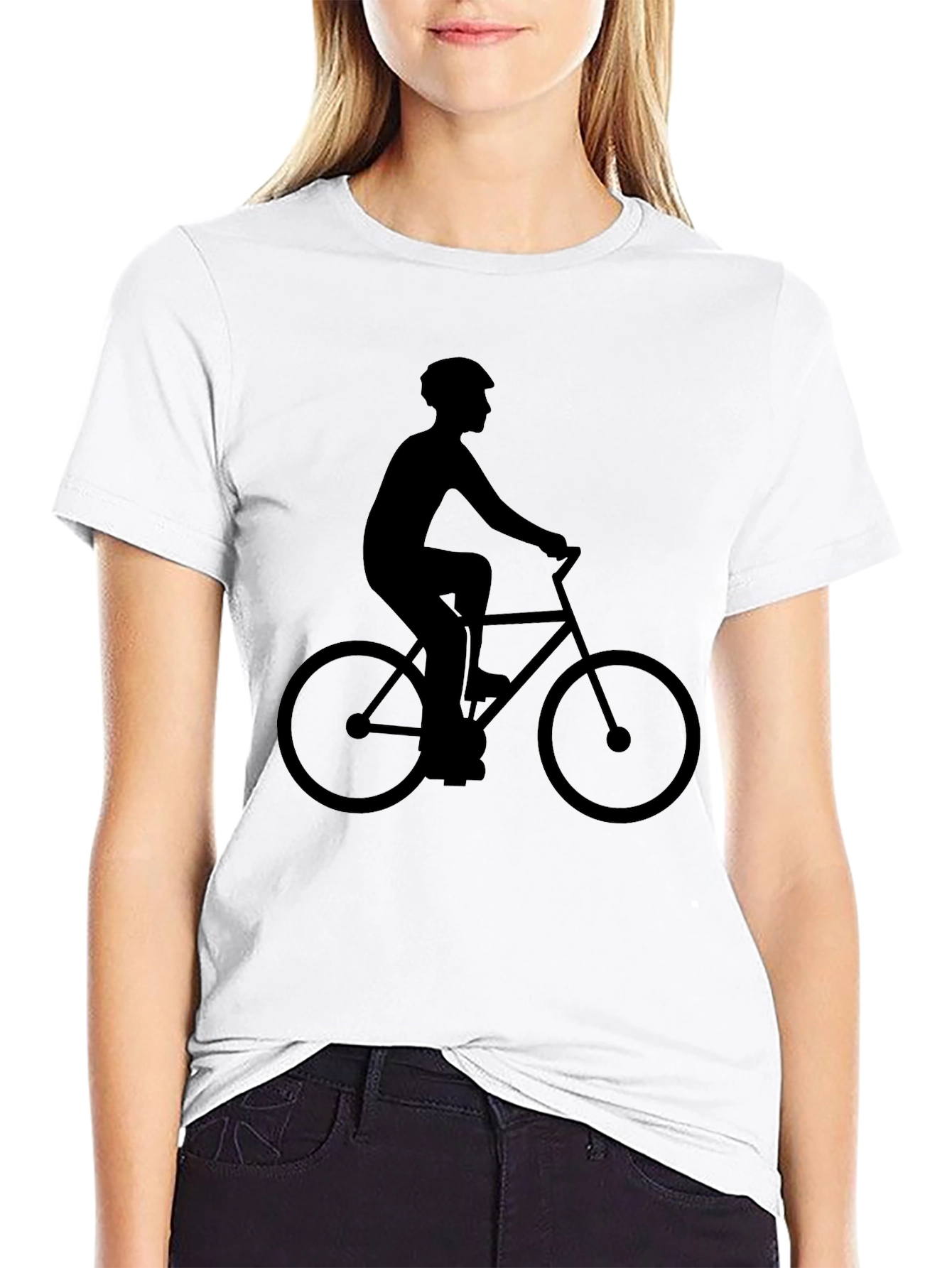 Mens Black Graphic Tee - Cyclist Silhouette