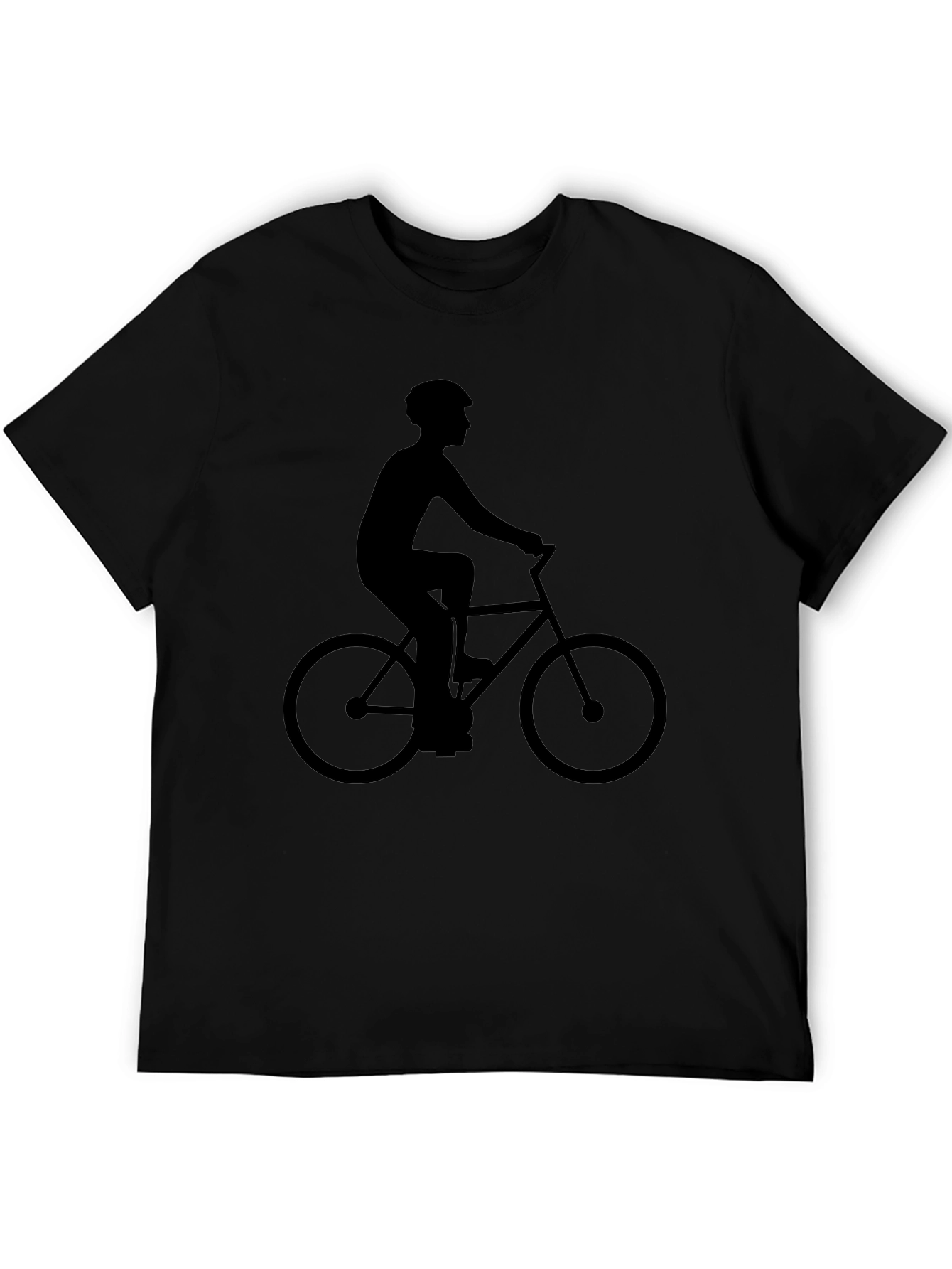 Mens Black Graphic Tee - Cyclist Silhouette