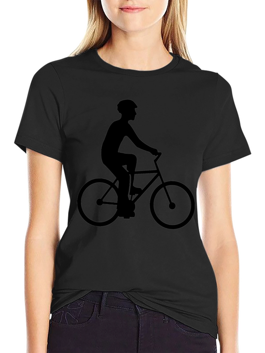 Mens Black Graphic Tee - Cyclist Silhouette
