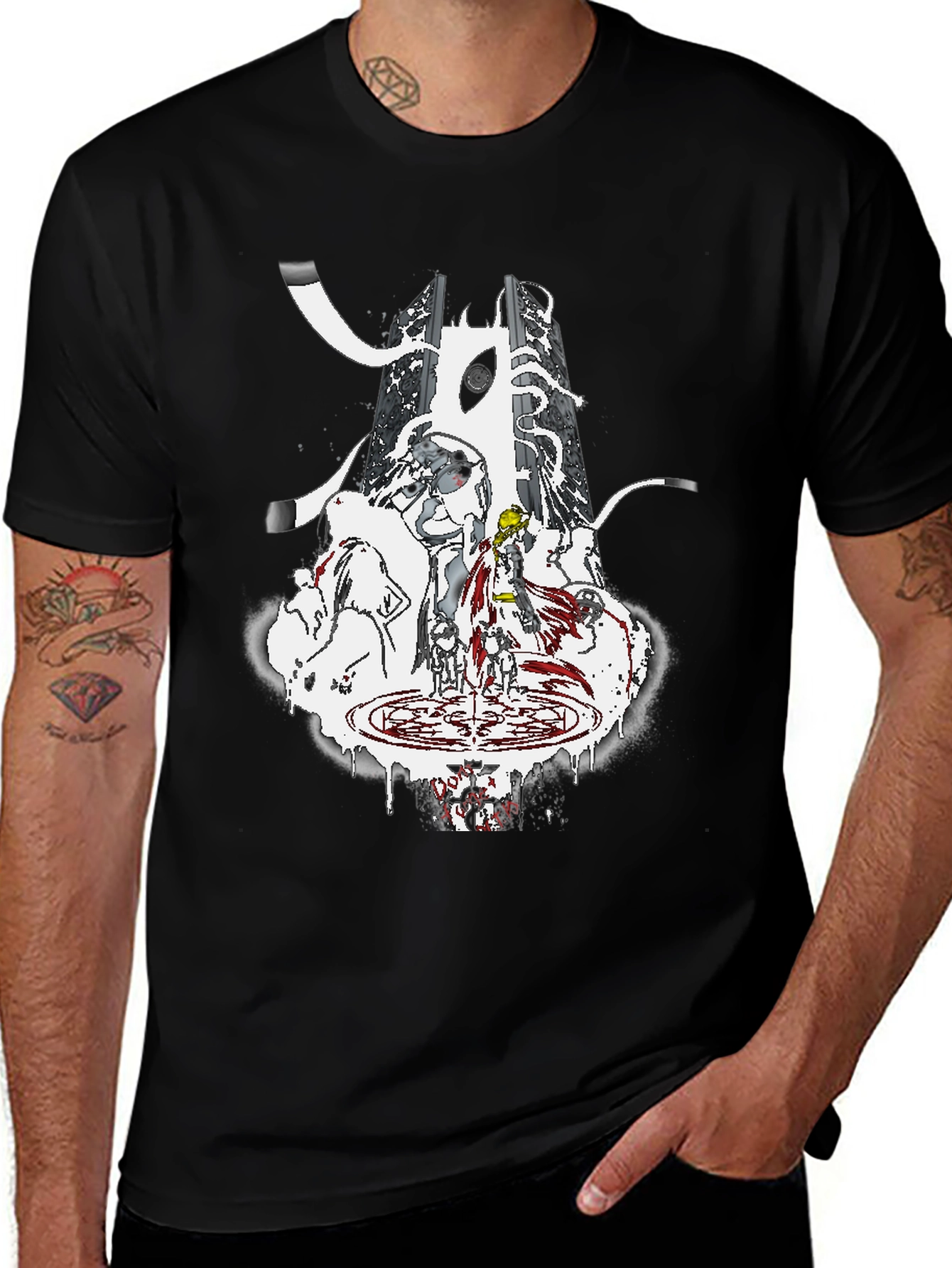 Anime-Inspired Graphic T-Shirt - Black