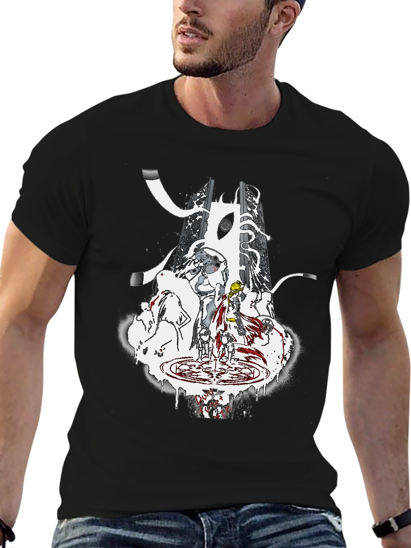 Anime-Inspired Graphic T-Shirt - Black