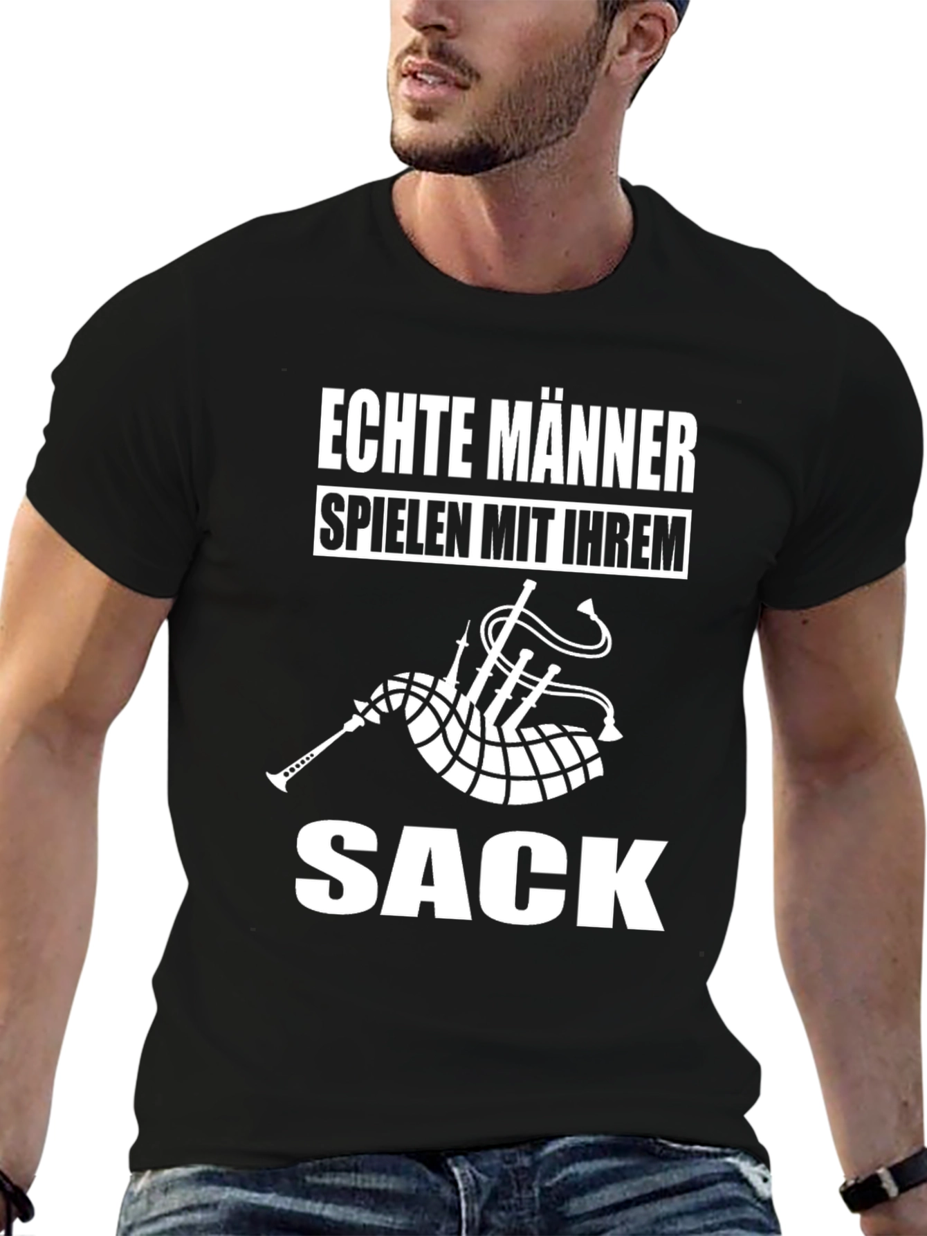 Echte Männer Sack Black T-Shirt