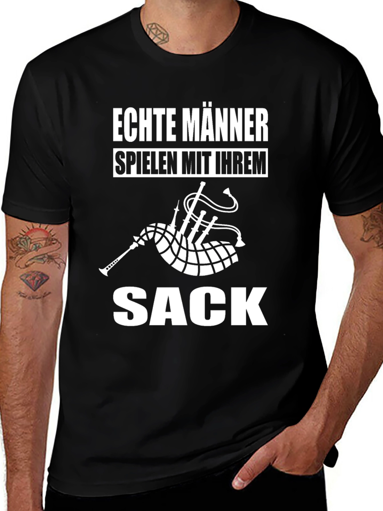 Echte Männer Sack Black T-Shirt