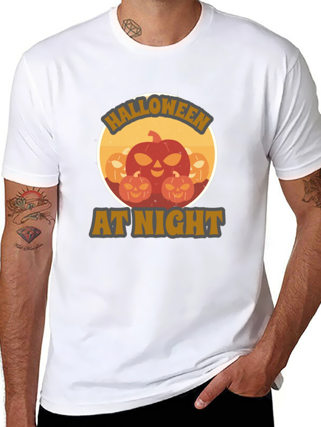 Halloween At Night Pumpkin Graphic T-Shirt