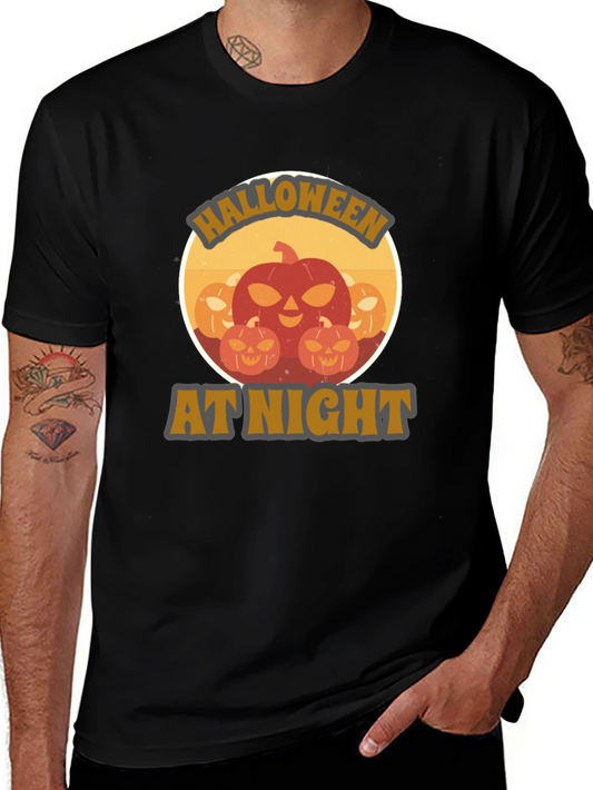 Halloween At Night Pumpkin Graphic T-Shirt