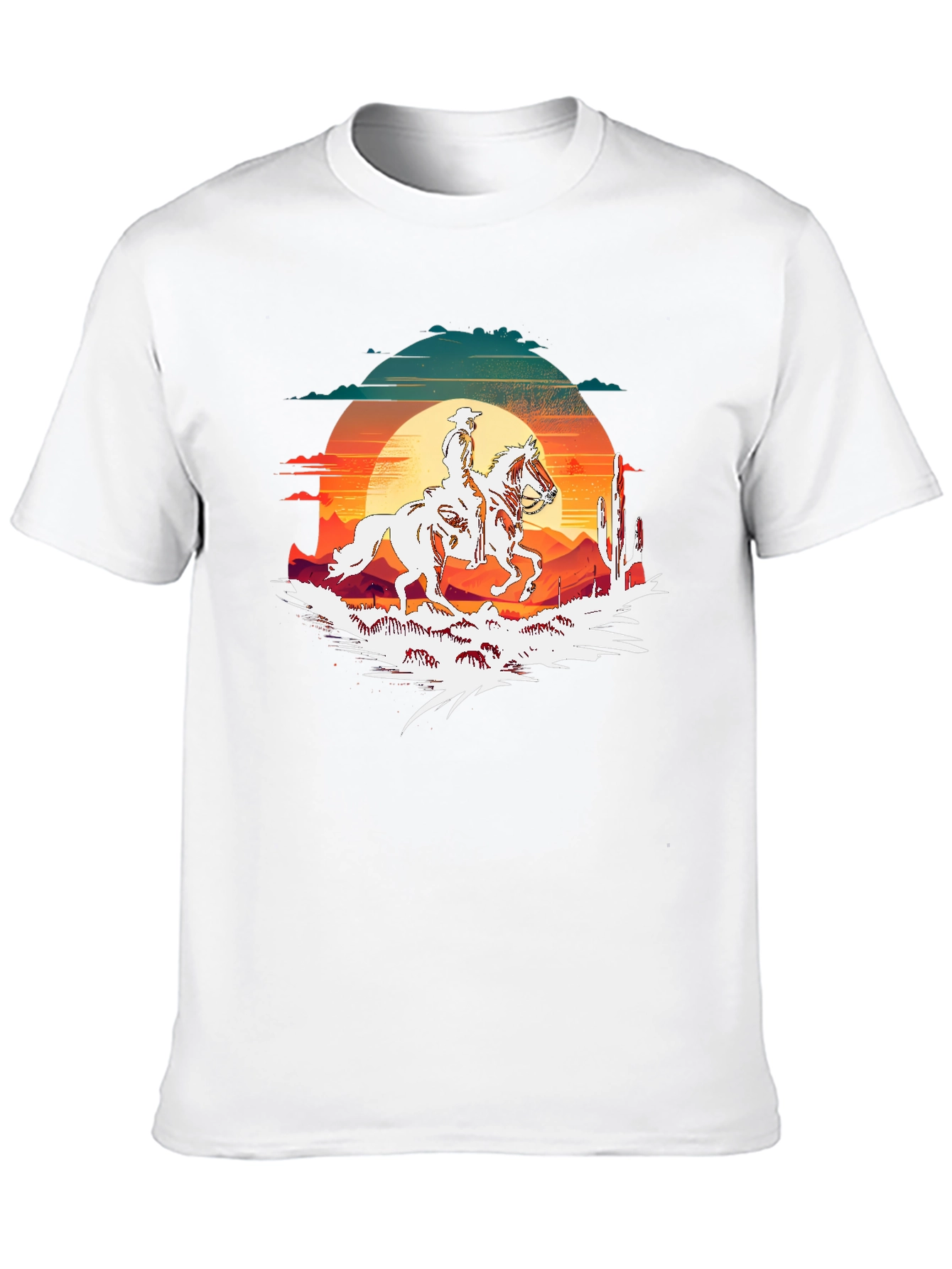 Wild West Cowboy Sunset Graphic T-Shirt