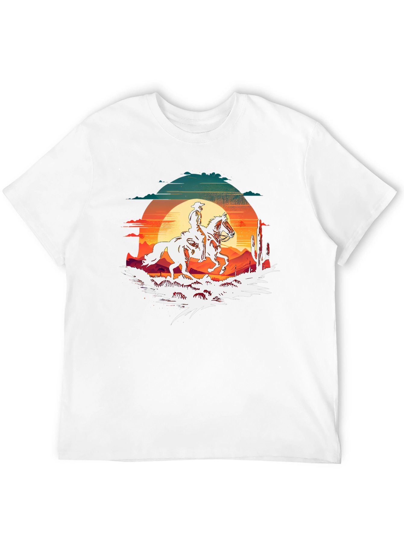 Wild West Cowboy Sunset Graphic T-Shirt