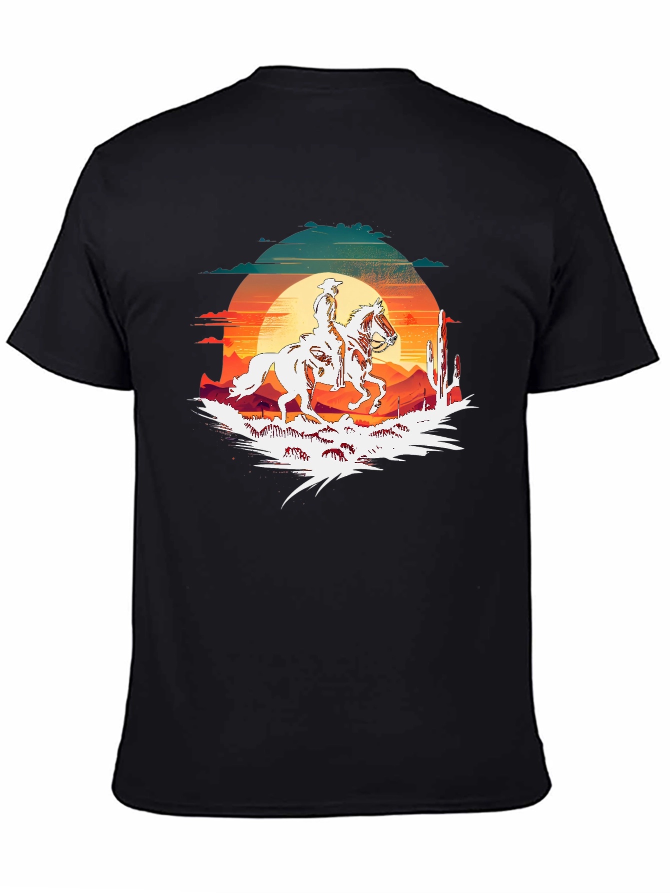 Wild West Cowboy Sunset Graphic T-Shirt
