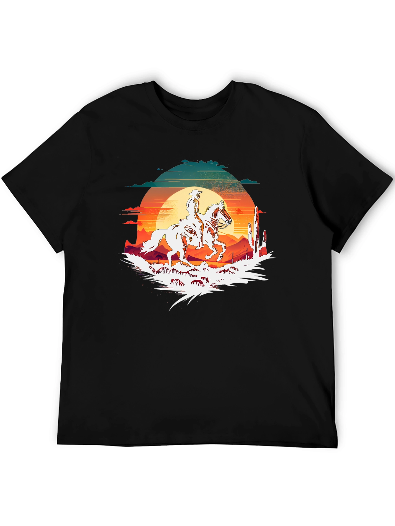 Wild West Cowboy Sunset Graphic T-Shirt