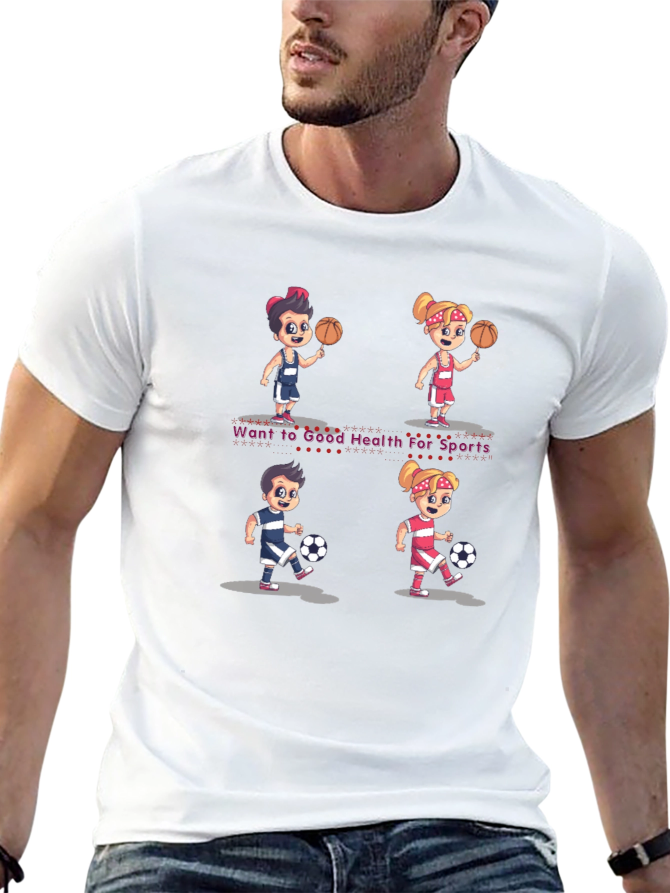 Sports Cartoon Graphic T-Shirt