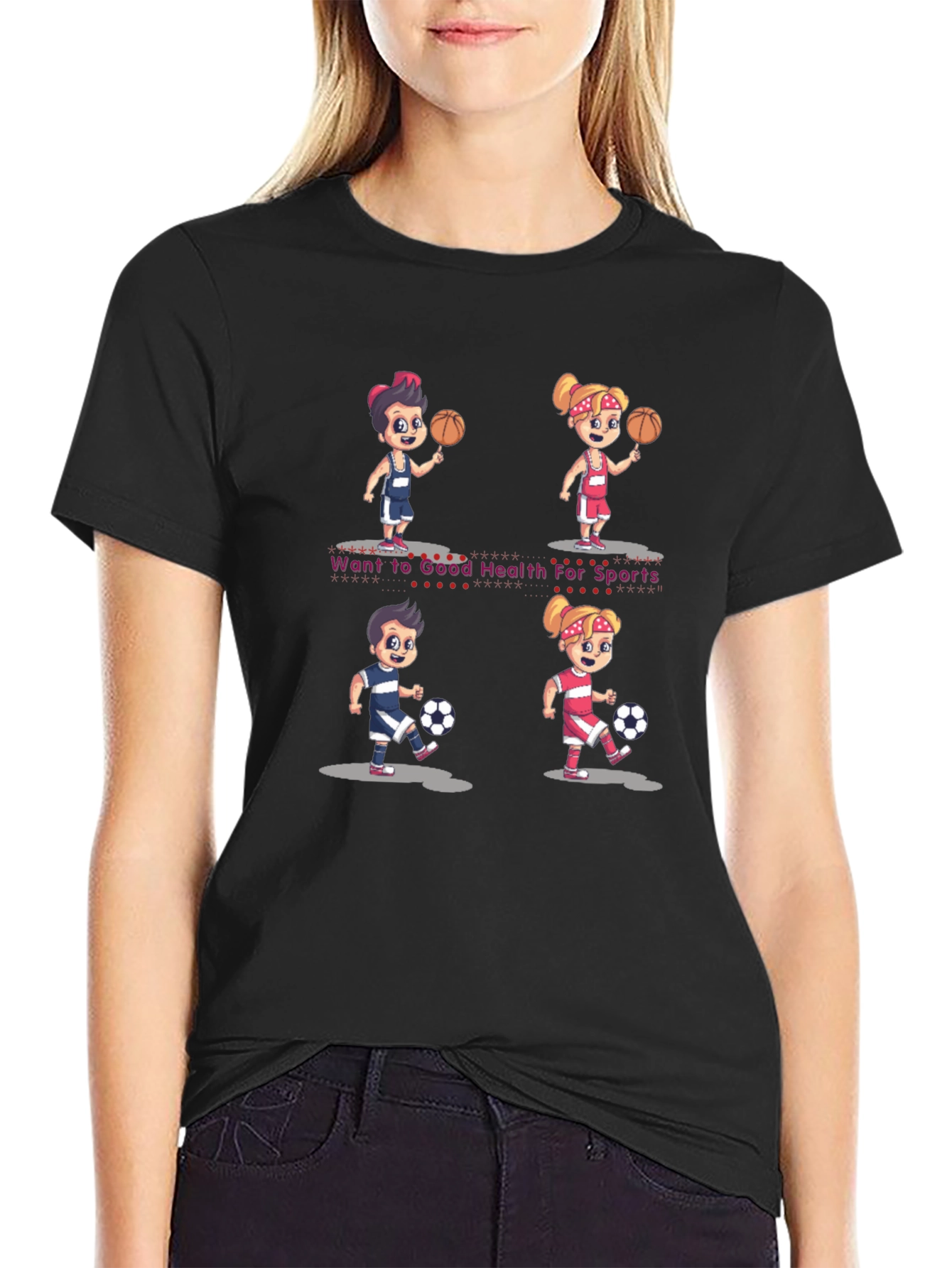 Sports Cartoon Graphic T-Shirt