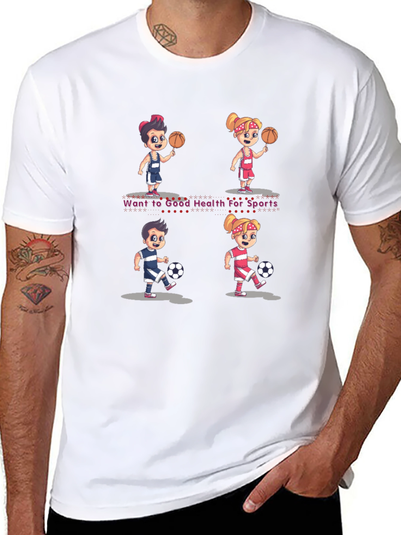 Sports Cartoon Graphic T-Shirt