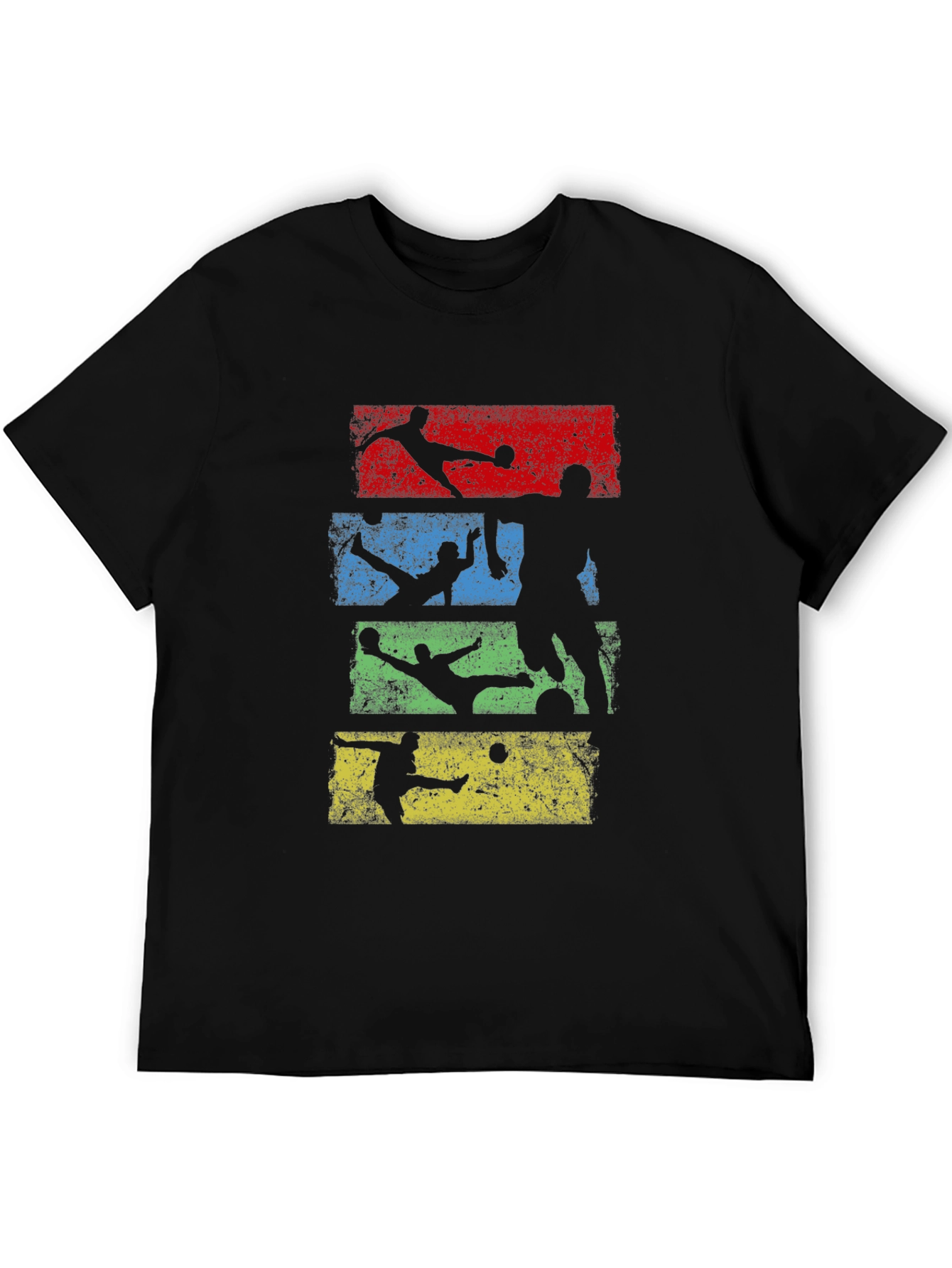 Retro Soccer Player Graphic T-Shirt - Black