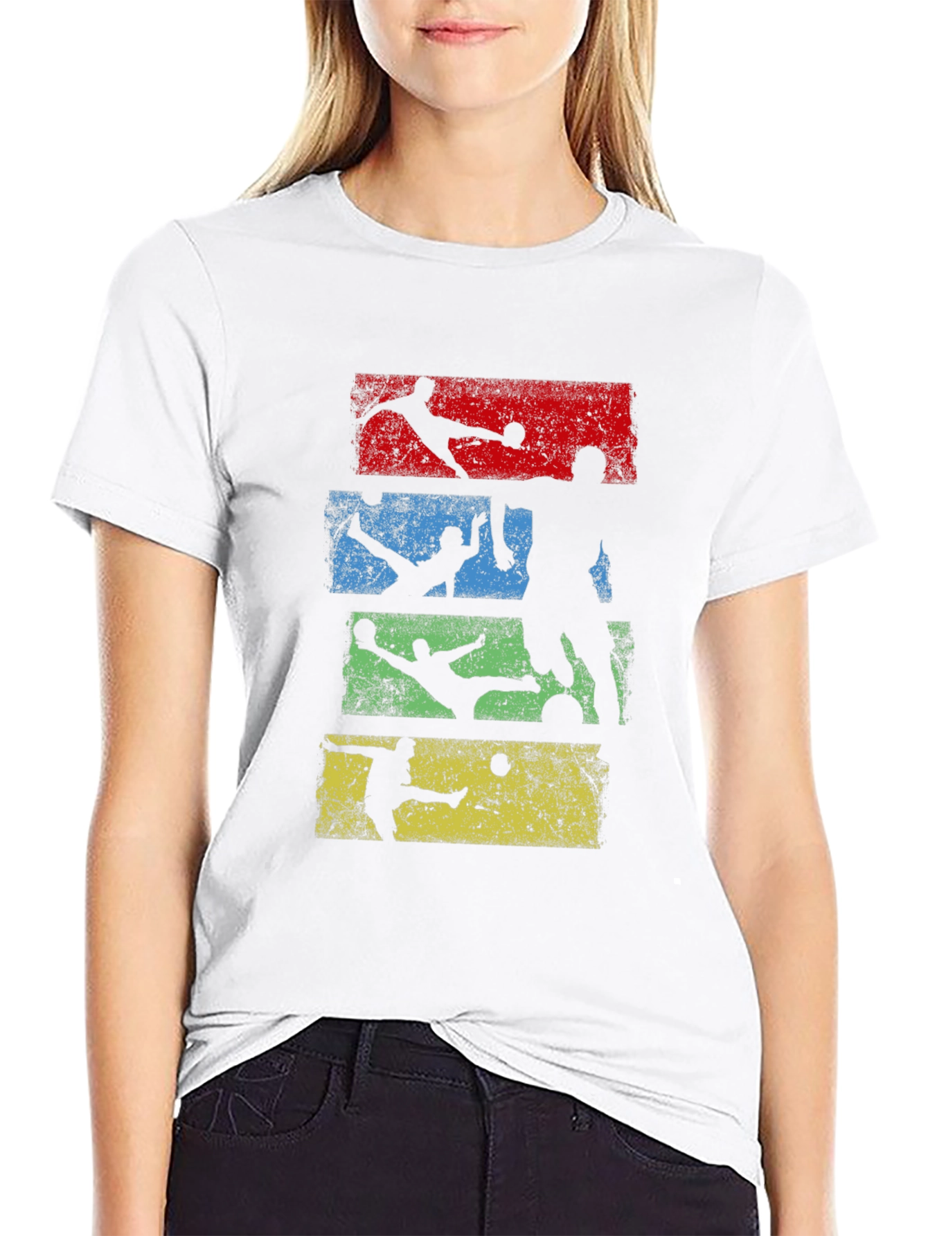 Retro Soccer Player Graphic T-Shirt - Black