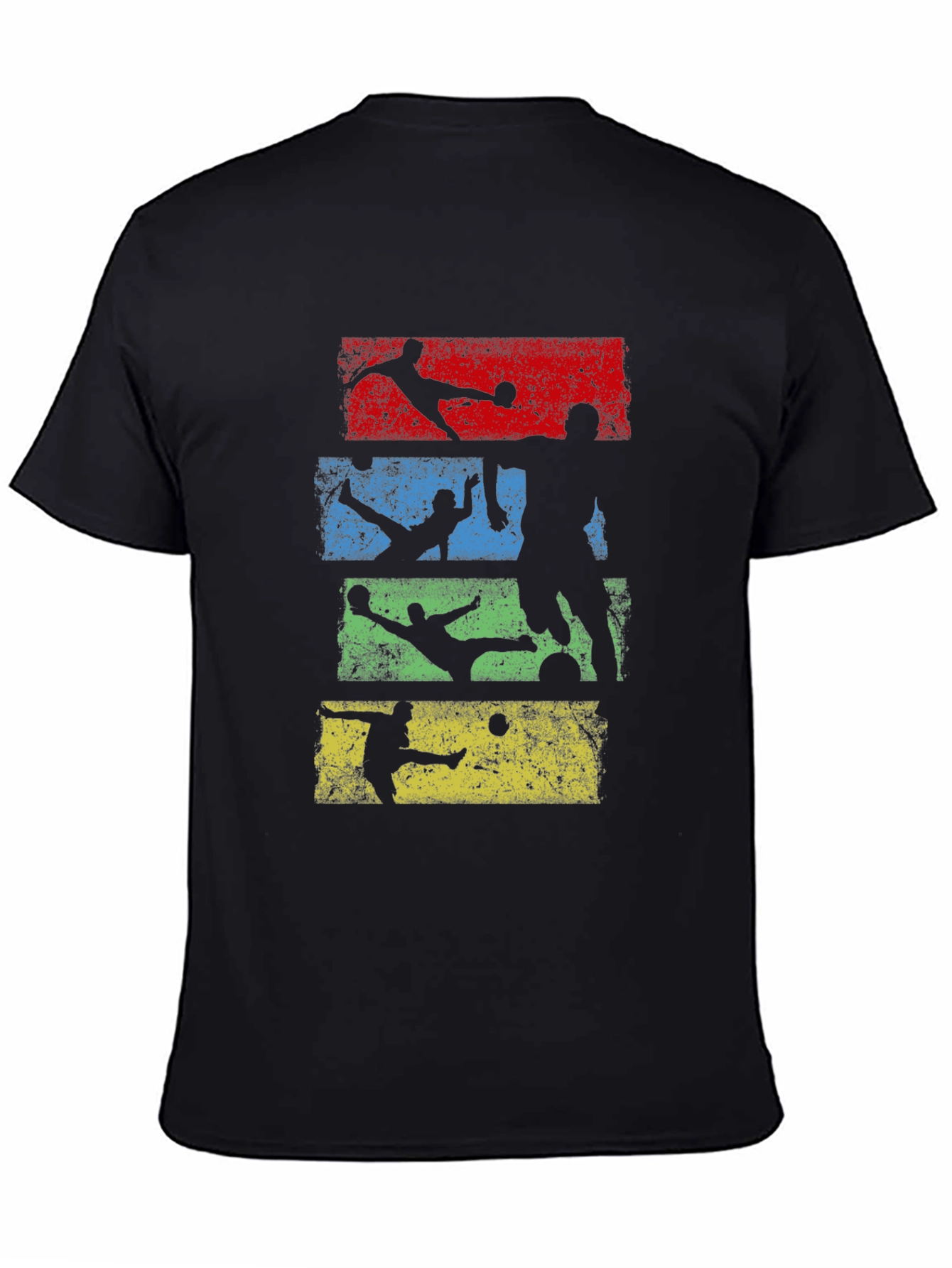 Retro Soccer Player Graphic T-Shirt - Black