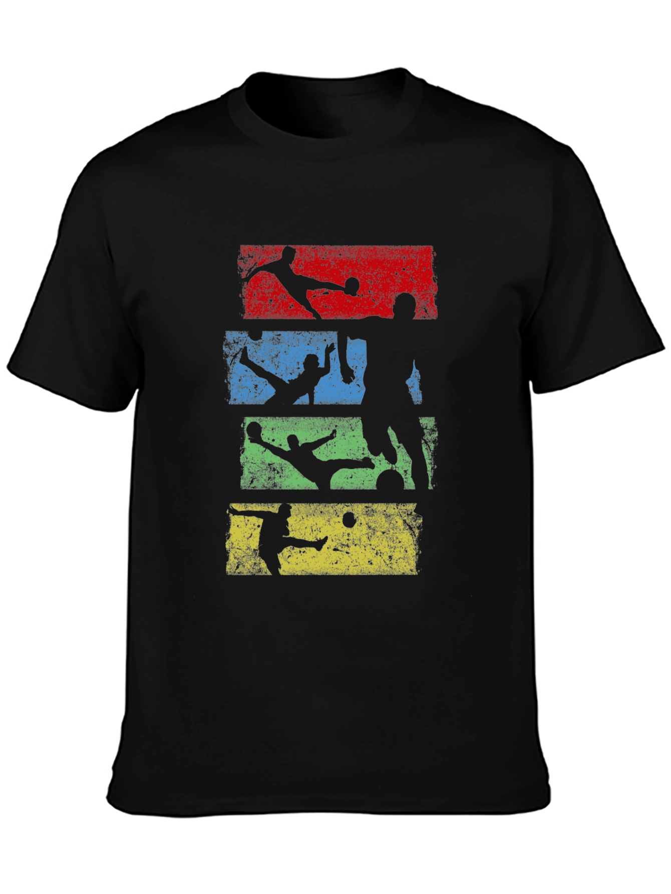 Retro Soccer Player Graphic T-Shirt - Black