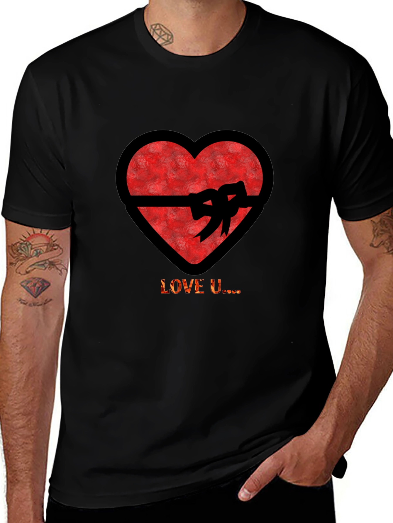 Love U Heart Bow T-Shirt - Valentines Day Gift