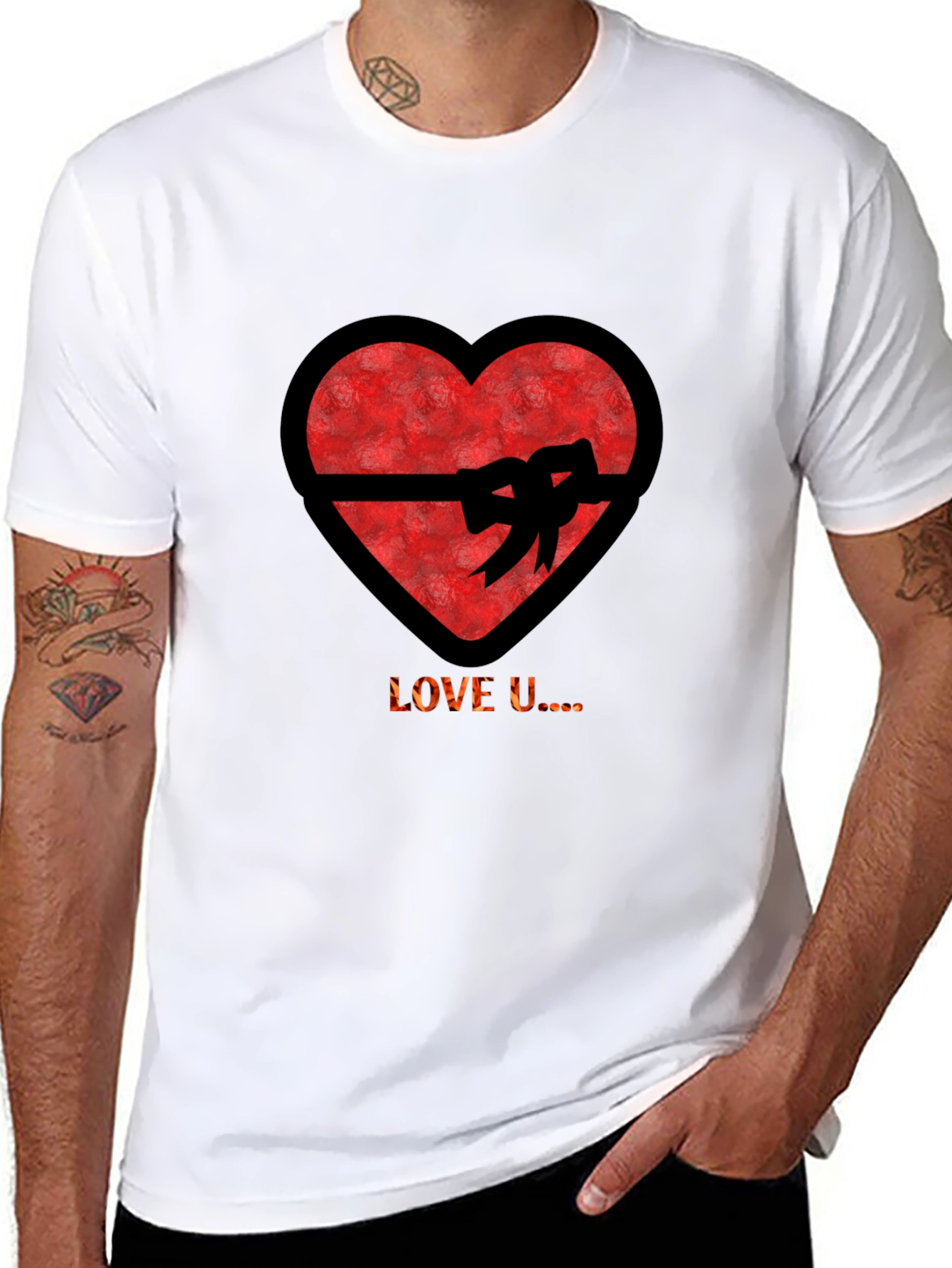 Love U Heart Bow T-Shirt - Valentines Day Gift