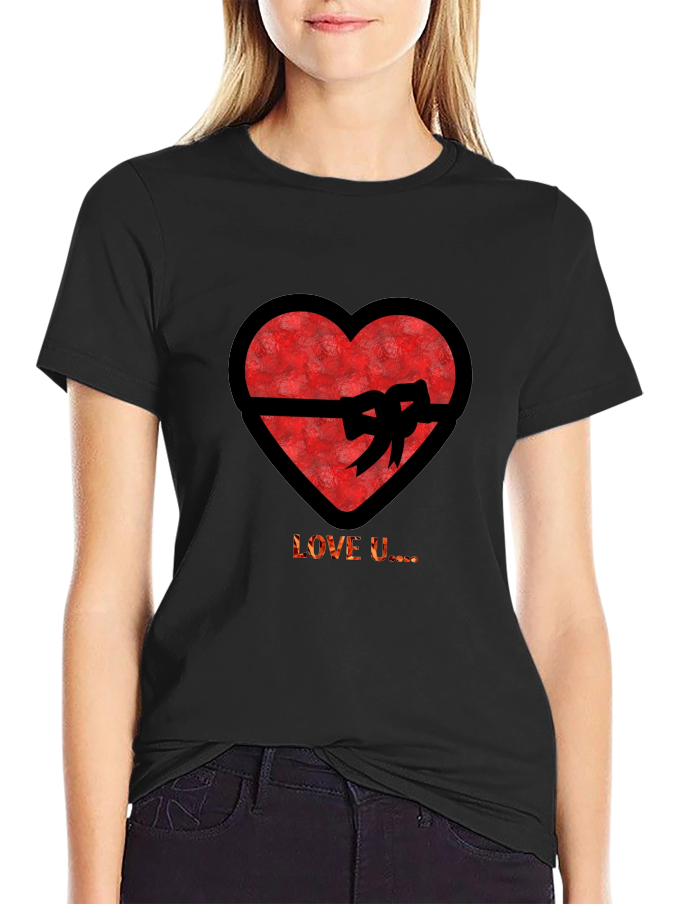 Love U Heart Bow T-Shirt - Valentines Day Gift