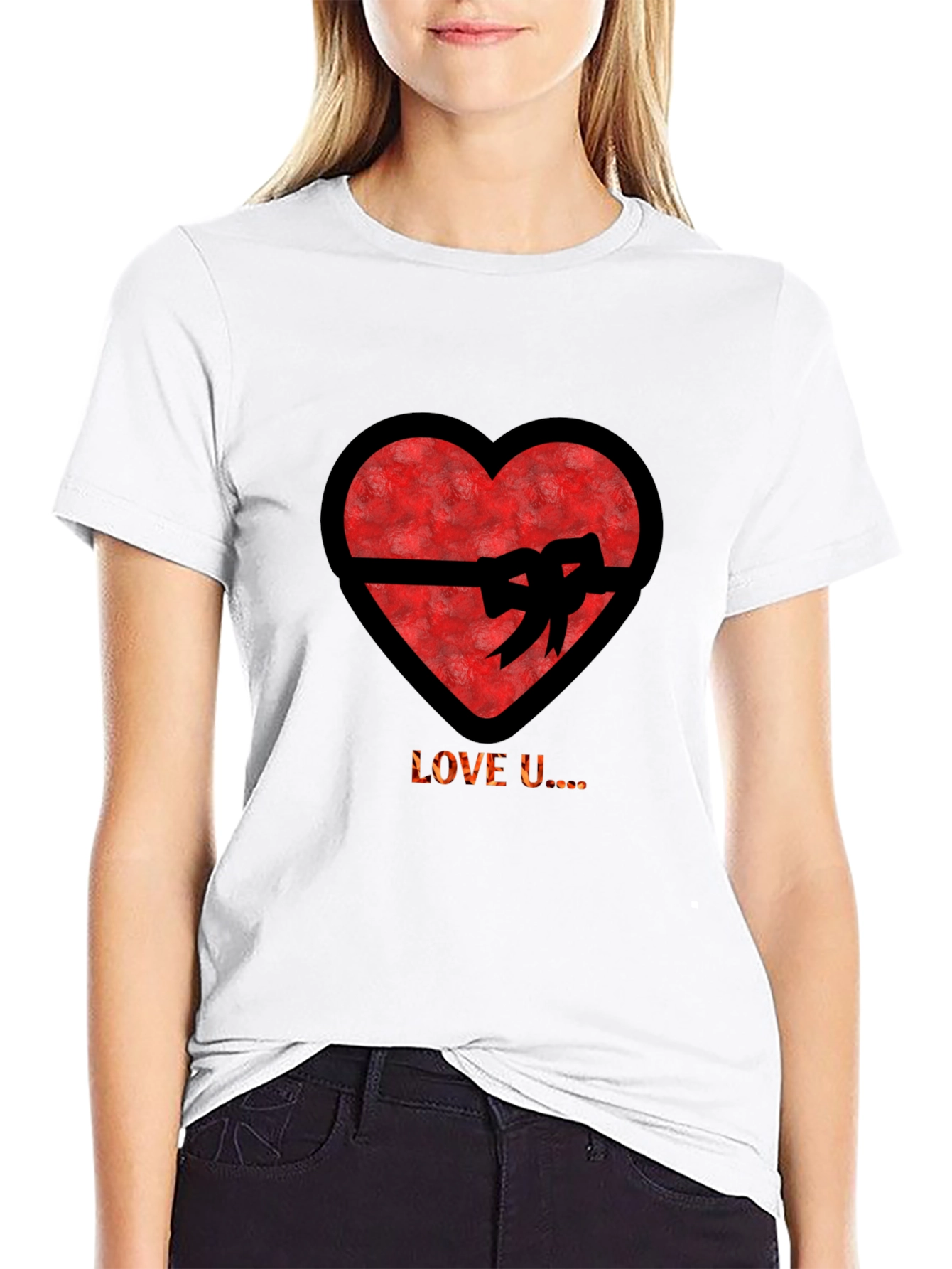 Love U Heart Bow T-Shirt - Valentines Day Gift