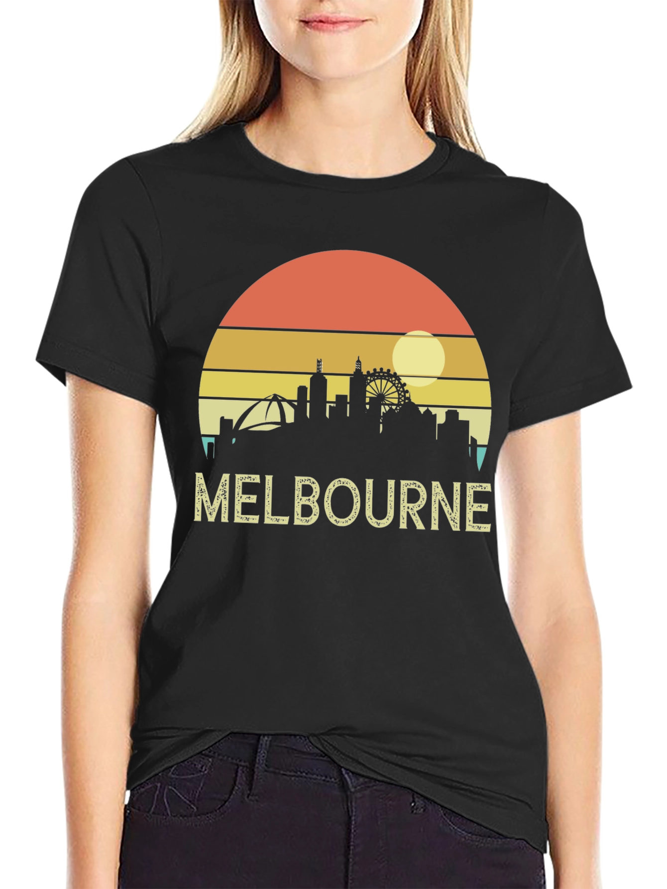 Melbourne Skyline T-Shirt - Retro Sunset Tee