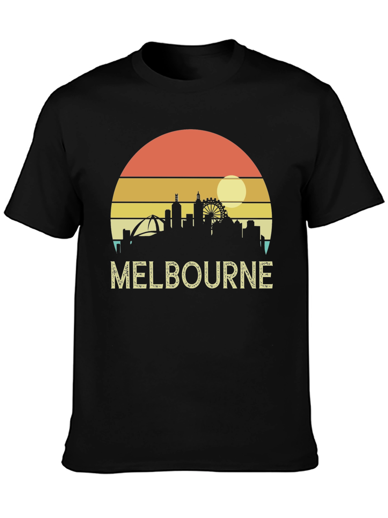Melbourne Skyline T-Shirt - Retro Sunset Tee
