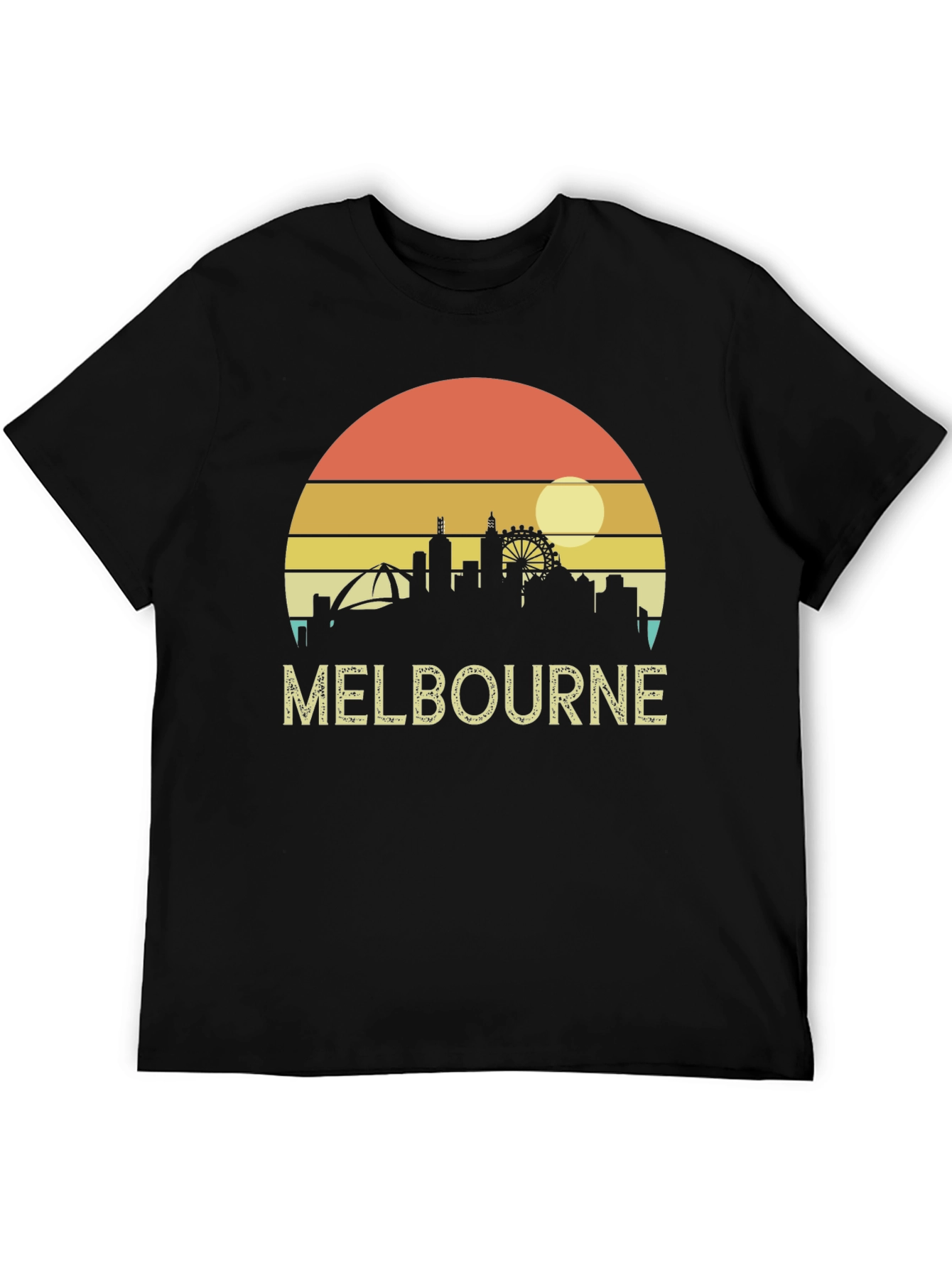 Melbourne Skyline T-Shirt - Retro Sunset Tee