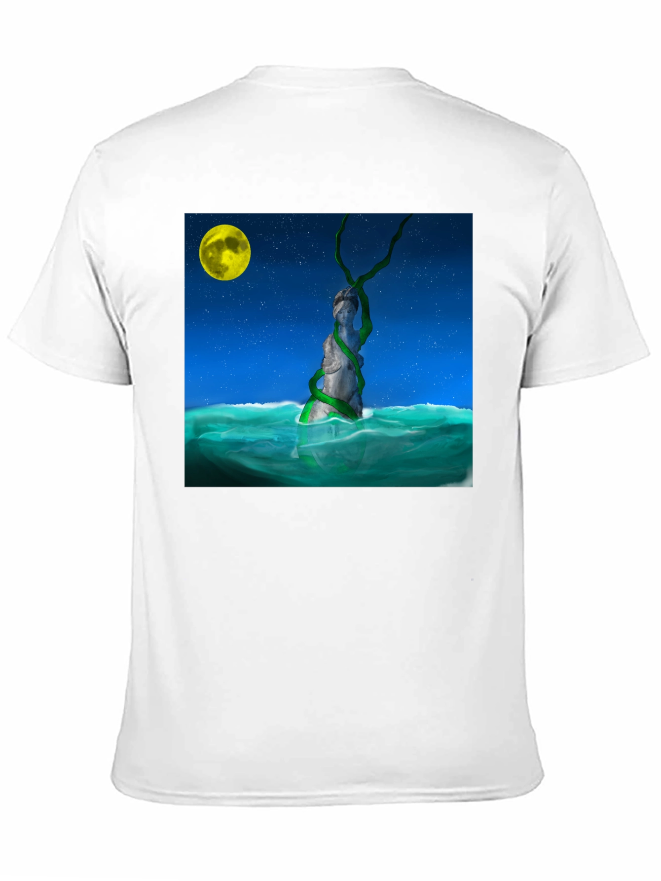 Moonlit Statue Tee - Unique Graphic Design T-Shirt