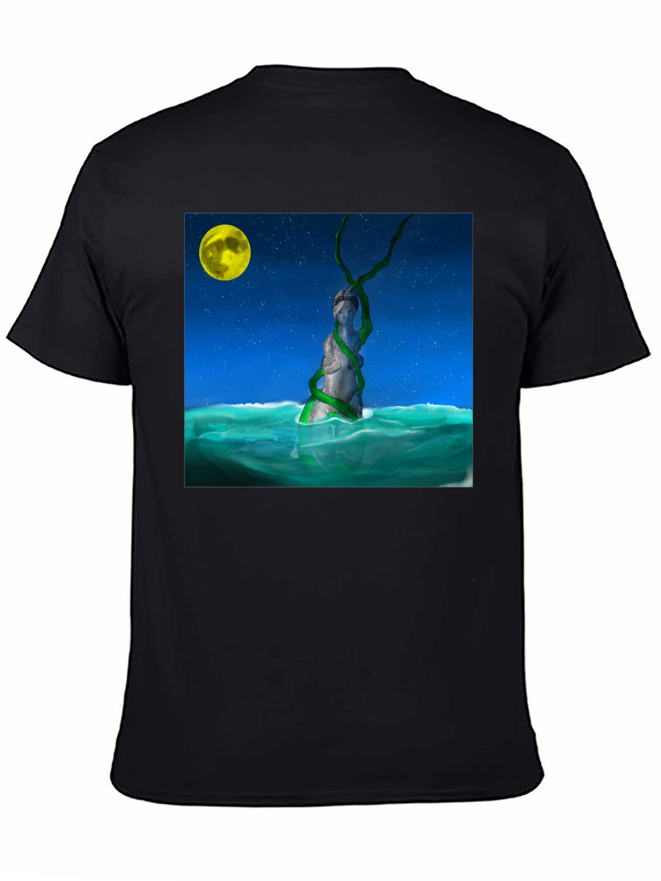 Moonlit Statue Tee - Unique Graphic Design T-Shirt