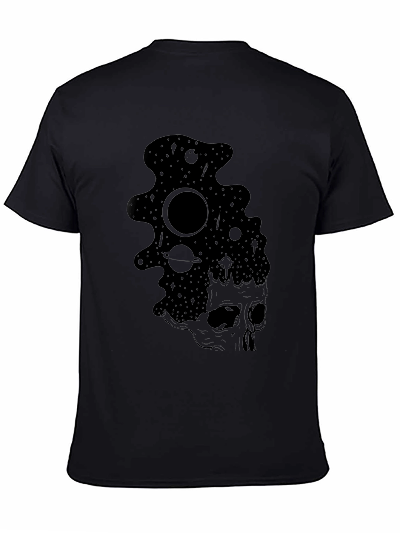 Cosmic Skull Black T-Shirt - Galaxy Design