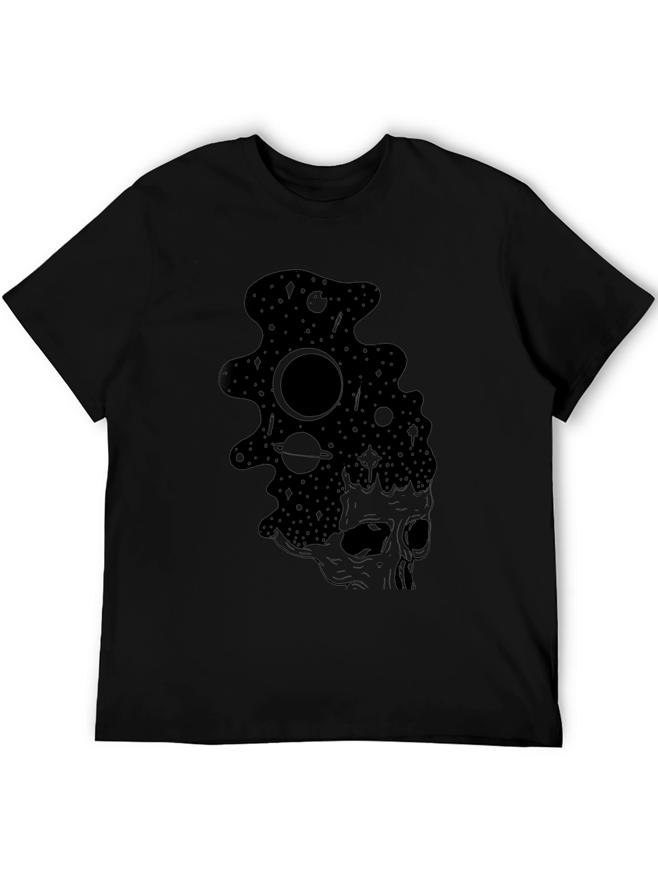 Cosmic Skull Black T-Shirt - Galaxy Design