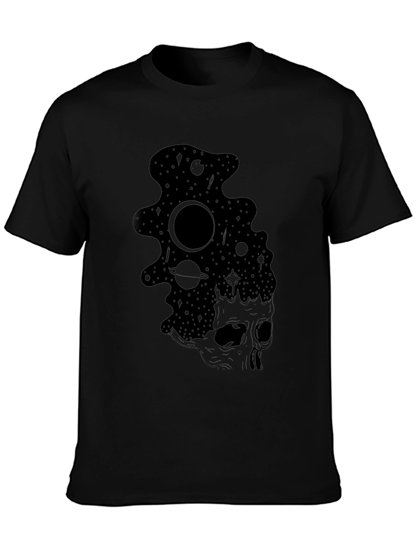 Cosmic Skull Black T-Shirt - Galaxy Design