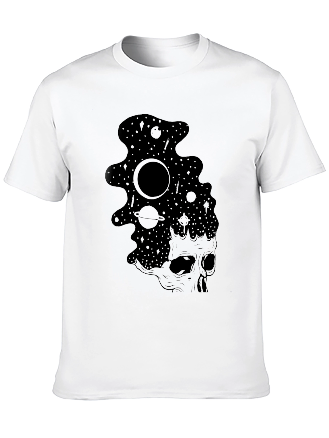 Cosmic Skull Black T-Shirt - Galaxy Design