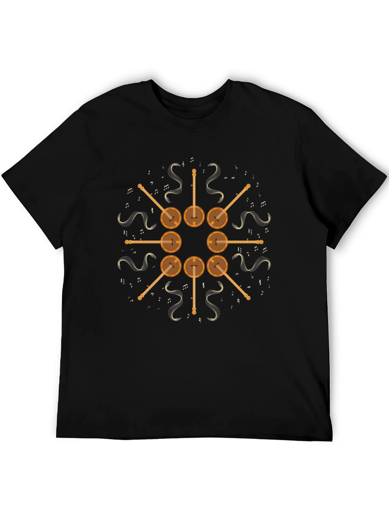 Banjo Music Note Graphic Tee - Black